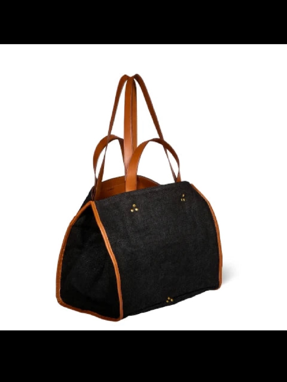 Jerome Dreyfuss Black Tote with Tan Leather Trim and Pouch - Picture 3 of 6